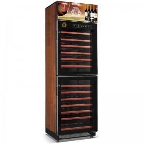 Crown series high efficient compressor wine cooler 2 doors 175W/360W direct cooling wine cooler