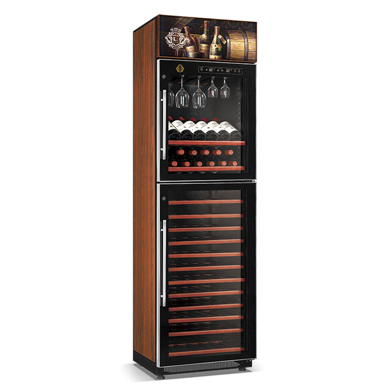 Crown series high efficient compressor wine cooler 2 doors 175W/360W direct cooling wine cooler