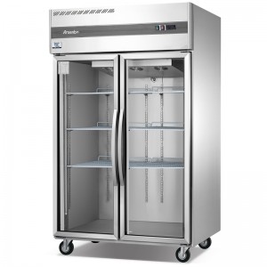 Upright full stainless steel luxury showcase display fridge