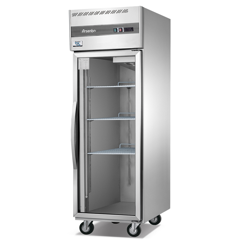 Upright full stainless steel luxury showcase display fridge